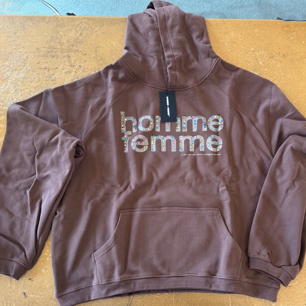 Homme + Femme ‘Mardi Gras’ Hoodie - Brown - Size XXL - BRAND NEW WITH TAGS